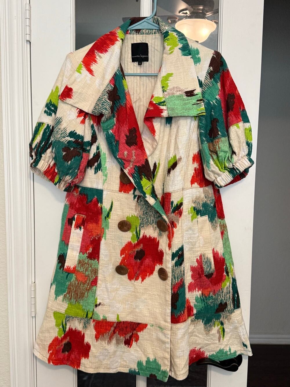 Nanette Lepore Size 8 Floral Double Breasted Statement Coat